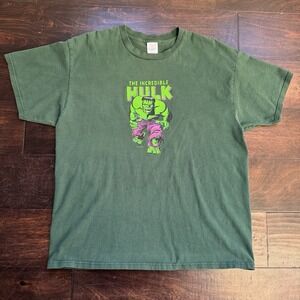 Vintage 2002 Marvel Incredible Hulk T-Shirt Mens Green Retro Size Extra Large XL
